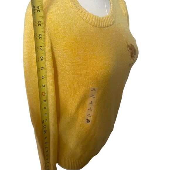 US. POLO ASSN. MARLED CREW NECK SWEATER YELLOW EMBROIDERED LOGO SIZE SMALL NEW - Picture 12 of 16